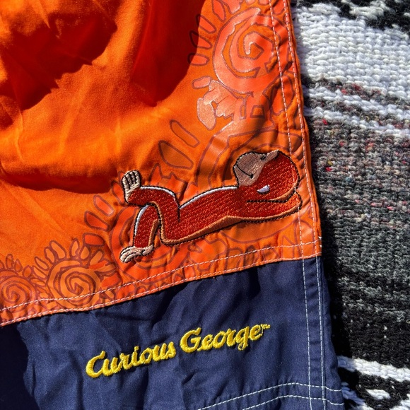 VINTAGE Y2K CURIOUS GEORGE MONKEY ORANGE SWIM TRUNKS BOYS SIZE 5T - Picture 4 of 6